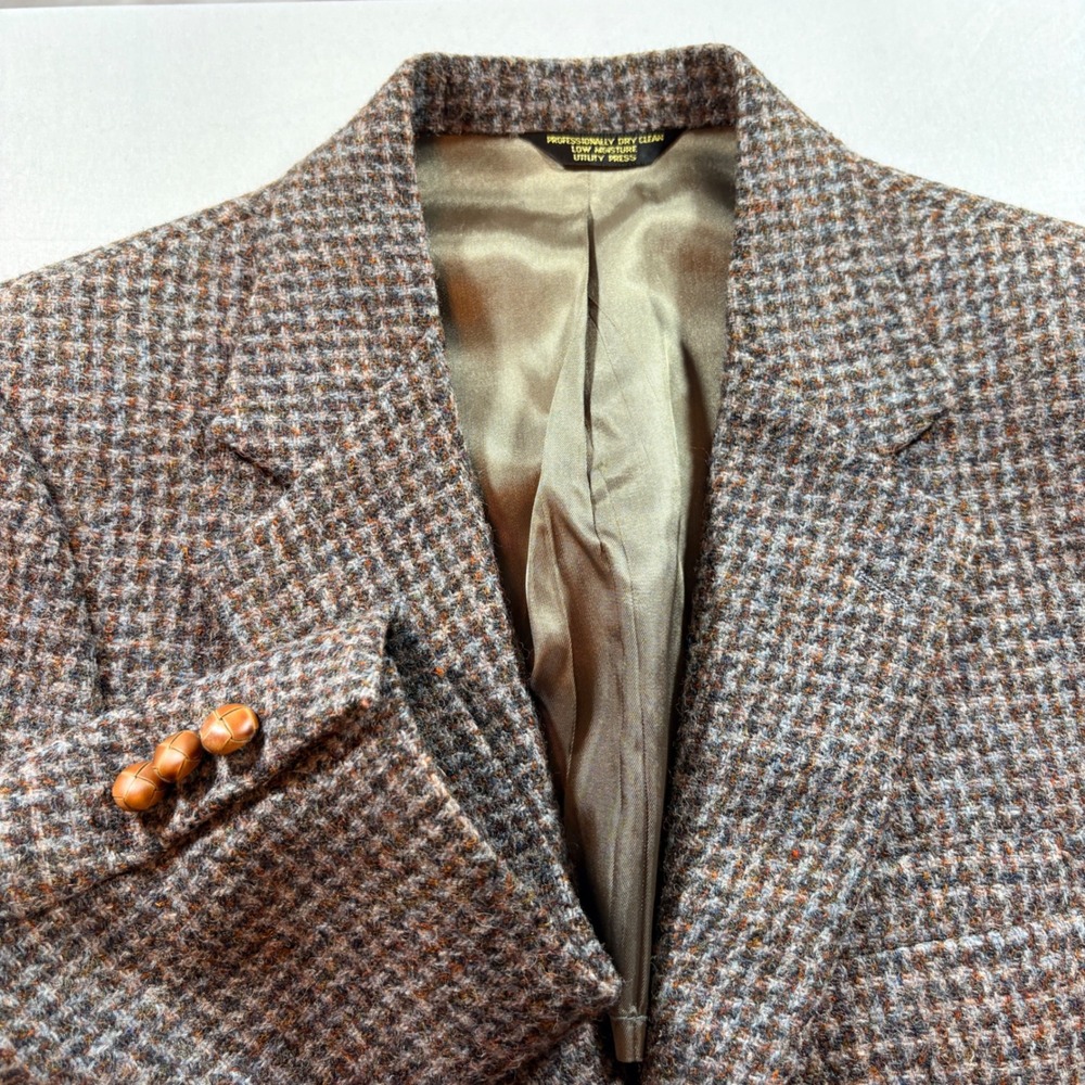 Eagle Clothes Harris Tweed Sport Coat Men 40R Brown Wool Blazer Handwoven Jacket